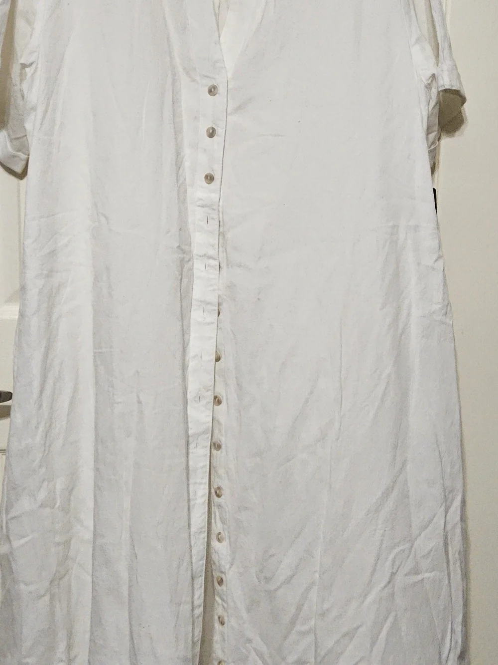 NWT Ashley Stewart White Linen Blend Maxi Shirt Dress - 50” Long
